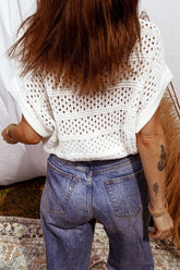 Women’s Knit Dolman Hollow-Out Round Neck Sweater | Zarnesh
