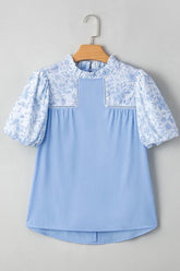 Women’s Lace Insert Floral Puff Sleeve Blouse | Zarnesh