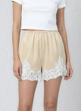 Women’s Lace-Trim Shorts with Scalloped Eyelash Hem | Zarnesh