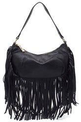 Women's Leather Fringe Shoulder Bag Hobo Handbag | Zarnesh