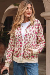 Women’s Leopard Hoodie Zip-Up Long Sleeves Sweatshirt | Zarnesh