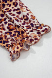 Women’s Leopard Plus Size Frilled Ruffle Neck Blouse | Zarnesh