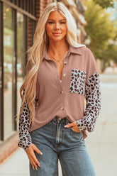 Women’s Leopard Western Corded Knit Patchwork Shacket | Zarnesh