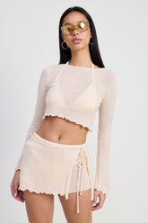 Women’s Long Sleeve Boat Neck Cropped Top | Zarnesh
