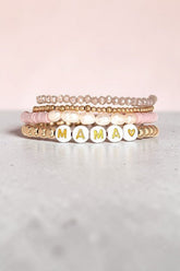 Women’s Mama Mix Bead Stack Stretch Bracelet Set | Zarnesh