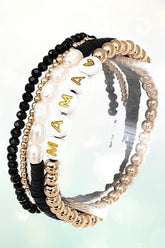 Women’s Mama Mix Bead Stack Stretch Bracelet Set | Zarnesh