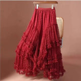 Women's Mesh Ruffle Tiered Tulle Maxi Skirt | Zarnesh