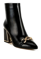 Women’s Metallic Heel Ankle Boots Patent Booties | Zarnesh