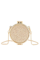 Women’s Mini Mirror Round Bejeweled Rhinestone Swing Bag | Zarnesh
