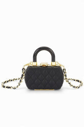 Mini Quilted Top Handle Crossbody Chain Strap Bag | Zarnesh