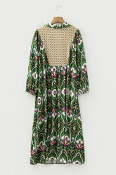 Women's Mixed Patchwork Floral V-Neck Maxi Dress | Zarnesh