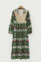 Women's Mixed Patchwork Floral V-Neck Maxi Dress | Zarnesh