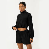 Women’s Momentum Cropped Well-in Vogue Half-Zip Shorts Set | Zarnesh