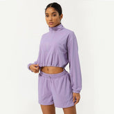 Women’s Momentum Cropped Well-in Vogue Half-Zip Shorts Set | Zarnesh