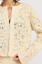 Women’s Novelty Macrame Round Neck Cropped Jacket | Zarnesh