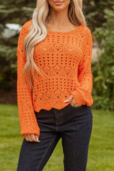 Women's Open Crochet Scallop Edge Sweater | Zarnesh