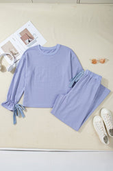 Women’s Outfit Flounce Long Sleeve Top Drawstring Pants | Zarnesh