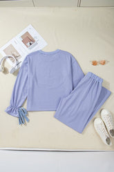 Women’s Outfit Flounce Long Sleeve Top Drawstring Pants | Zarnesh