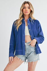 Women's Oversized Corduroy Front Button Daphne Jacket | Zarnesh
