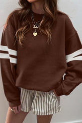 Women’s Oversized Varsity Striped Drop Shoulder Sweatshirt | Zarnesh