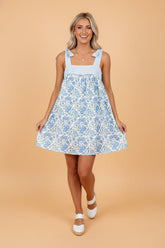 Women’s Patchwork Floral Striped Bow Tie Strap Mini Dress | Zarnesh