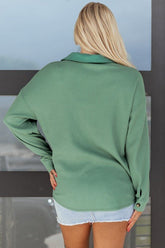 Women’s Patchwork Waffle Chest Pocket Knit Button-Up Shirt | Zarnesh