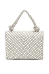 Womens Pearl Studs Rhinestone Handle Clutch Bag | Zarnesh