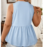 Women’s Peplum Plus Size Solid Sleeveless Bow Tie Tank Top | Zarnesh