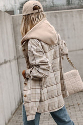 Women’s Plaid Buttoned Hood Removable Shacket Jacket | Zarnesh