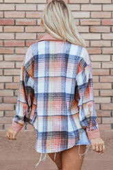 Women’s Plaid Patchwork Corduroy Button-Up Shacket | Zarnesh