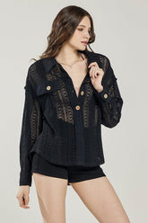 Women's Plus Boho Cotton Crochet Lace Button-Down Shacket | Zarnesh