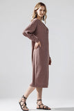 Women’s Plus Button-Front Long Sleeve Soft Sweater Midi Dress | Zarnesh