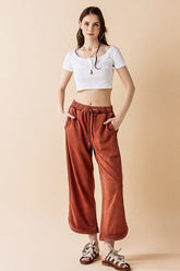 Women’s Plus Dolphin Tail Wide-Leg Mineral Washed Pants | Zarnesh