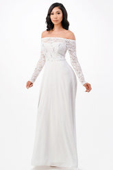 Women’s Plus Lace Off-Shoulder Chiffon Maxi Dress | Zarnesh