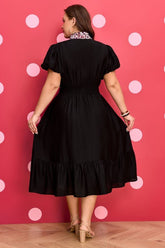 Women's Plus Size Leopard Ruffle V-Neck Smocked Midi Dress | Zarnesh