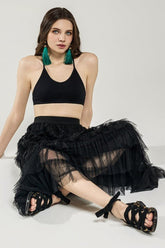 Women’s Plus Tiered Layered Ruffle A-Line Tulle Maxi Skirt | Zarnesh