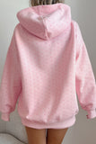 Women's pink polka dot oversized hoodie, back view