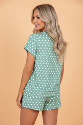 Women’s Polka Dot Short Sleeve Top & Shorts Set Two-Piece | Zarnesh