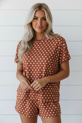 Women’s Polka Dot Short Sleeve Top & Shorts Set Two-Piece | Zarnesh