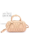Women’s Quilted Leather Mini Top Handle Crossbody Bag Khaki | Zarnesh