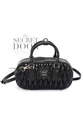Women’s Quilted Leather Mini Top Handle Crossbody Bag Black Zarnesh