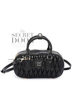 Women’s Quilted Leather Mini Top Handle Crossbody Bag Black Zarnesh