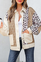 Women’s Quilted Patchwork Leopard Waffle Shacket Jacket | Zarnesh