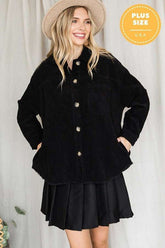 Women’s Ribbed Velvet Oversized Button-Up Corduroy Shacket Jacket | Zarnesh