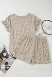 Women’s Ruffle Textured Sleeve Tee & Drawstring Shorts Set | Zarnesh