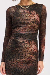 Women’s Sheer Open Back Mesh Animal Mini Dress | Zarnesh
