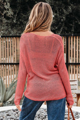 Women's Sheer Solid Crochet Hollow-Out Long Sleeve Sweater | Zarnesh