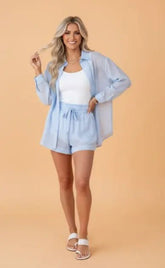 Women’s Sheer Tunic Shirt & Shorts Beach Cover-Up | Zarnesh