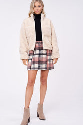 Women’s Sherpa Teddy Fleece Zip-Up Front Pockets Jacket | Zarnesh