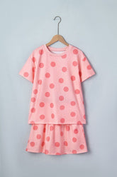 Women’s Short Sleeve Polka Dot Top & Mini Skirt Set | Zarnesh
